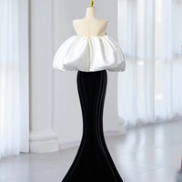 Sexy Strapless Sweetheart Neck Black Velvet Mermaid with Removeled Shawl Prom Dress - Thumbnail 6