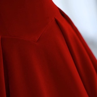 Hot Sale Red Strapless Velvet Lace up Back Floor Length with Decorative Diamonds Prom Dress  - Thumbnail 3