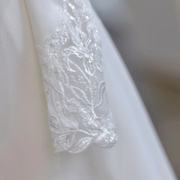 Ivory V neck Long Sleeves Sheath Backless Back Applique with Buttons Prom Dress  - Thumbnail 6