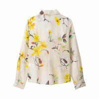 Fashionable ramie floral print shirt - Thumbnail 2