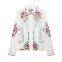 embroidered loose shirt - Thumbnail 1