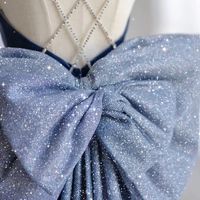 Spaghetti straps Mermaid Floor Length with Removeled Bow Backless Back Prom Dress - Thumbnail 4
