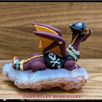 Pirate Dragon sculpture on a crystal  - Thumbnail 2