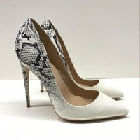 White gradient black snake pattern high heels 12cm - Thumbnail 1