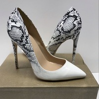 White gradient black snake pattern high heels 12cm - Thumbnail 3