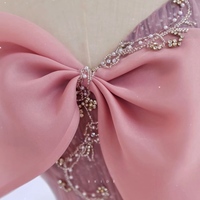 Pink Bow Tulle Strapless Floor Length with Blet Lace up Back Prom Dress - Thumbnail 2