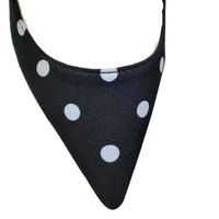 Black polka dot stiletto high heel pointed toe pumps - Thumbnail 2