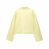 Yellow leather short coat, beautiful leather jacket top - Thumbnail 1