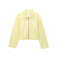 Yellow leather short coat, beautiful leather jacket top - Thumbnail 2