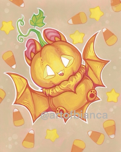 Candy Pumpkin Bat 8x10 Print