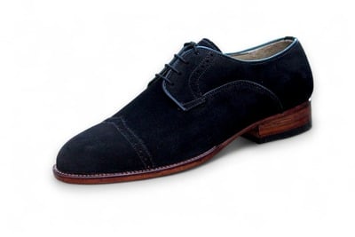 Crafted Leather Men Black Suede Leather Wingtip Oxford Dress Shoes