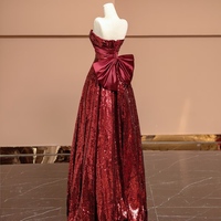 Burgundy A-line-Style Sweetheart Neck Prom Dress with  Lace up Back  Remove Satin Bow - Elegant Bridal Gown - Thumbnail 5
