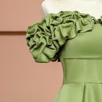 Light Green Strapless Satin Floor Length Lace up Back Prom Dress - Thumbnail 6