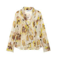 Fashionable casual long-sleeved V-neck floral print shirt - Thumbnail 2
