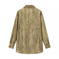 Fashionable casual long-sleeved V-neck floral print shirt - Thumbnail 2