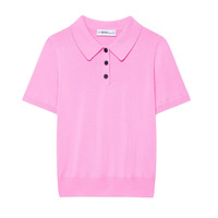 Fashionable casual short-sleeved knitted POLO collar top - Thumbnail 2