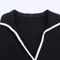 Fashionable V-neck short skirt with metal buttons and thread - Thumbnail 3