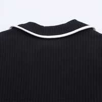 Fashionable V-neck short skirt with metal buttons and thread - Thumbnail 4