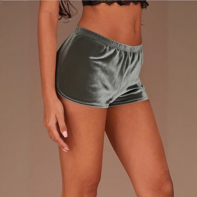 Grey velvet summer short - Thumbnail 4