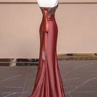 Strapless Satin Mermaid Lace Up Back with Train Prom Dress - Thumbnail 3