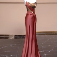 Strapless Satin Mermaid Lace Up Back with Train Prom Dress - Thumbnail 4