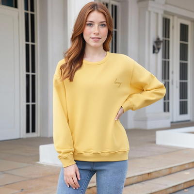 (NO REFUND AND EXCHANGE)Honey letter embroidered loose long sleeve sweater