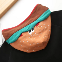 Harajuku Hamburger Embroidered Bomber Jacket - Thumbnail 4