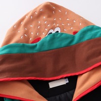 Harajuku Hamburger Embroidered Bomber Jacket - Thumbnail 4
