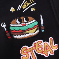 Harajuku Hamburger Embroidered Bomber Jacket - Thumbnail 8