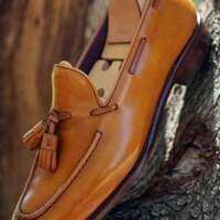 Hot Sale Men's Handmade Brown Tassels Loafer Leather Formal Shoes - Thumbnail 1