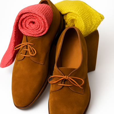 Best handmade brown genuine suede christmas gift lace up shoes