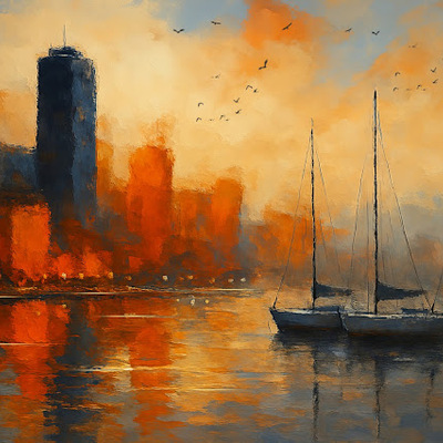 Reflections of ember bay landscape