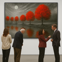 Whispers Beneath the Crimson Moon Landscape - Thumbnail 1