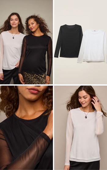 2-Pack Sheer-Sleeve Top