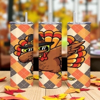 Gobble 'Til You Wobble Turkey Dab Graphic Art Fall Holiday Tumbler | Free Ship - Thumbnail 1