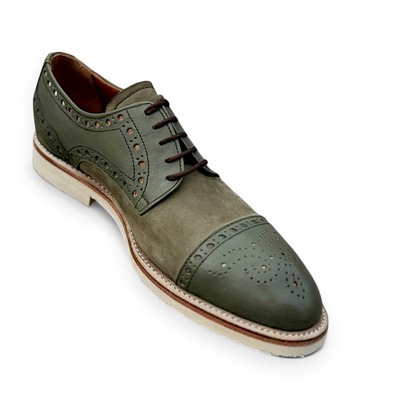 Crafted leather classic green leather oxford lace up dress shoes