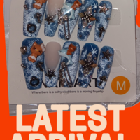Denim Print Brown Kitty Nails - Thumbnail 1