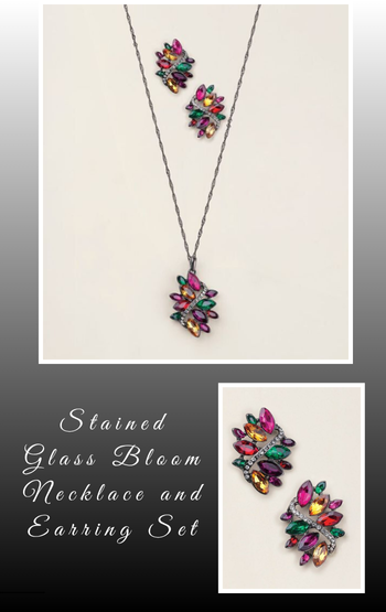 Stained Glass Bloom Necklace and Earring Set