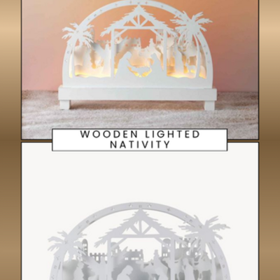 Wooden lighted nativity - final sale