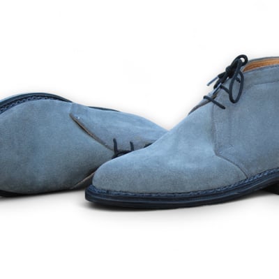 Crafted leather men gray suede leather norwegian welted chukka boot