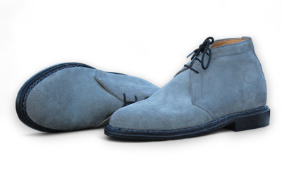Crafted Leather Men Gray Suede Leather Norwegian Welted Chukka Boot