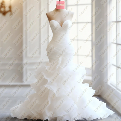 White organza lace-up back formal prom wedding formal evening dress full length custom hand made w19-14.2