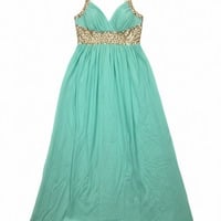 Green sequined cross back maxi dress - Thumbnail 1