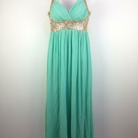 Green sequined cross back maxi dress - Thumbnail 2
