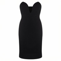 Solid black tube top dress - Thumbnail 1