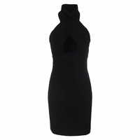 Solid black cross halter dress - Thumbnail 2