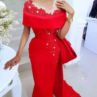 Sexy south african prom dresses off shoulder lace appliques beaded satin side split mermaid floor length plus size evening dress