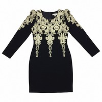 Black and gold embroidered dress - Thumbnail 1