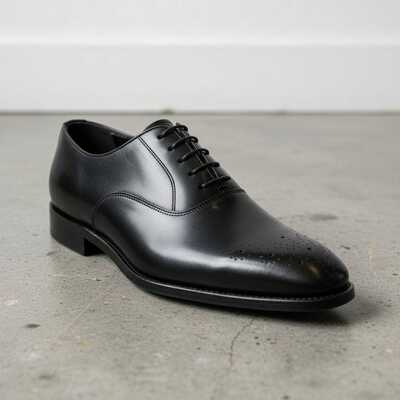 Hot sale men's handmade brogue style shoes, black leather lace up shoes