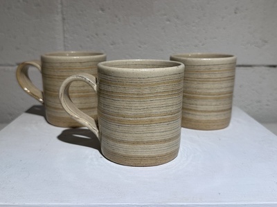 One Mashiko Pottery -Yellow Striped Mug - by Hanako Sakashita